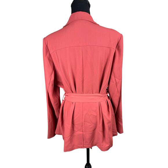 QVC BEAUTIFUL by Lawrence Zarian Belted Blazer CLAY NWOT SIZE L - Picture 6 of 9